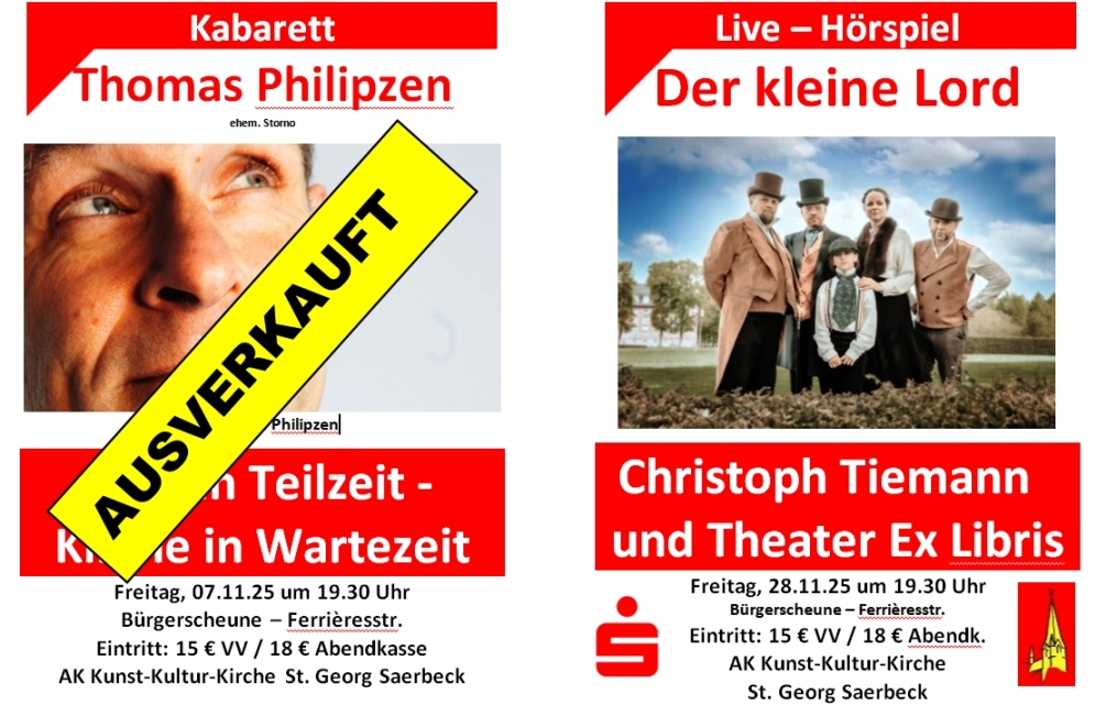 Kabarett Philipzen ausverkauft – Der kleine Lord / Ex Libris Vorverkauf läuft