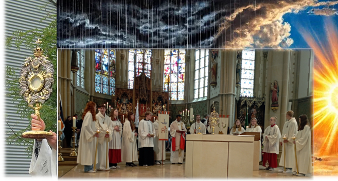 Fronleichnam – in der Kirche – mit 2 Stationen in der Messe und Würstchen danach